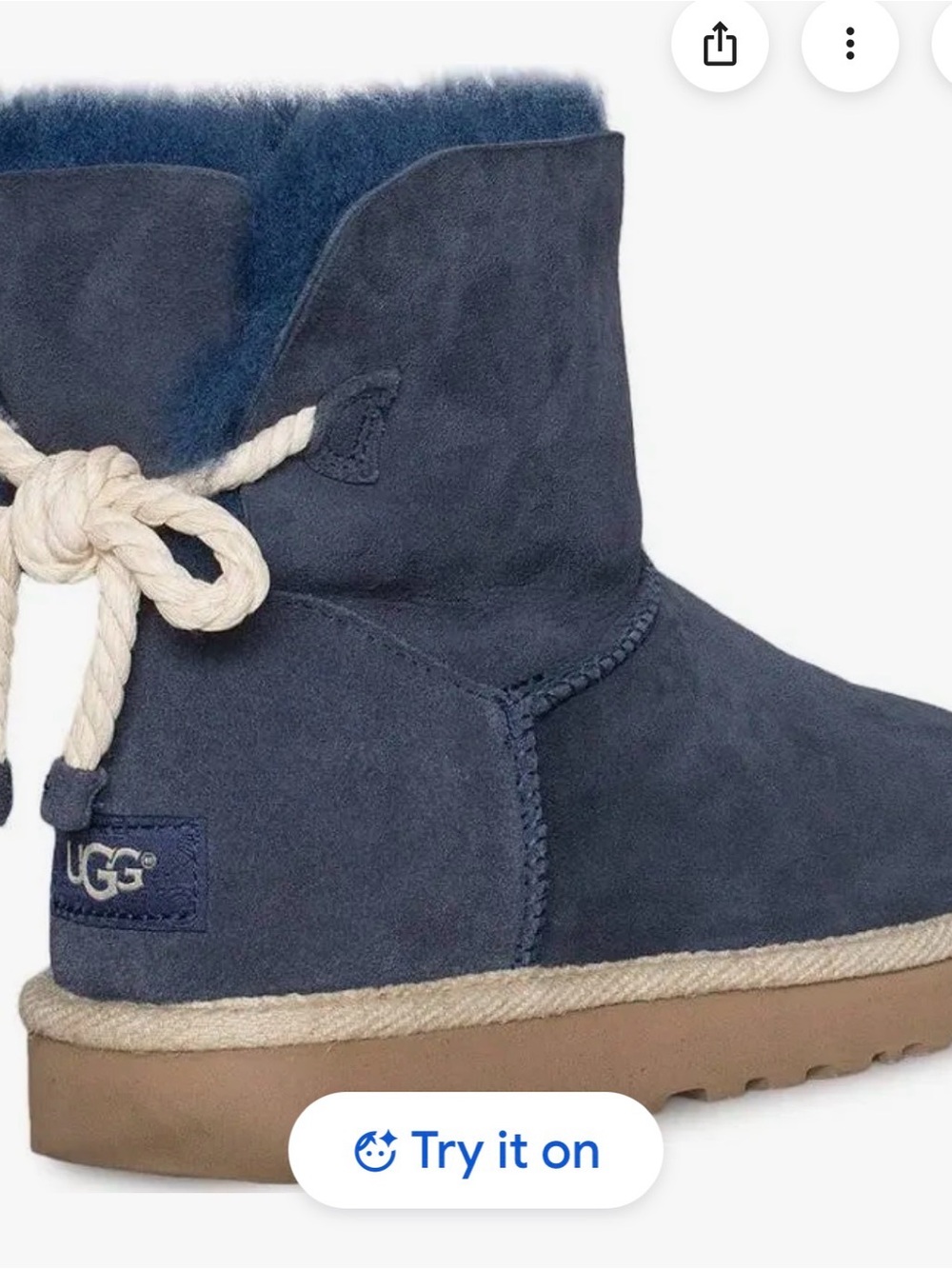 Blue Ugg Women's Suede Ankle Boots with Plush Blue Shearling Cuff